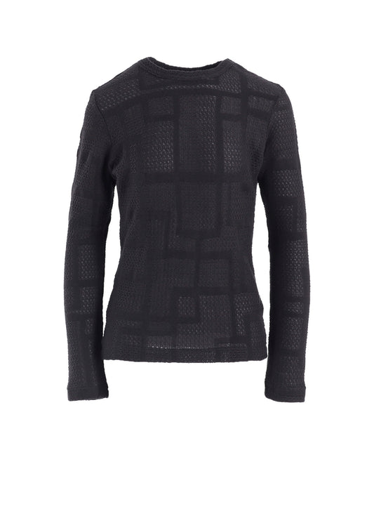 GEOMETRIC SHEER JQ ROUND NECK LONG SLEEVE T