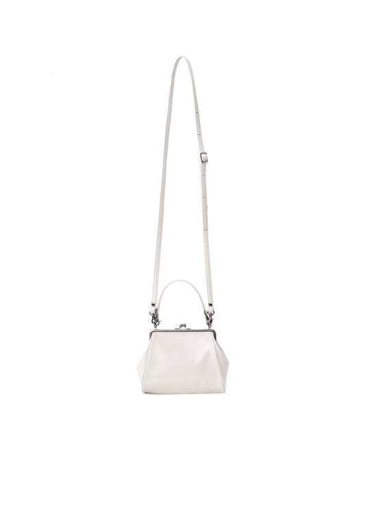SEMI-MATTE LEATHER SHOULDER BAG W/ METAL CLASP