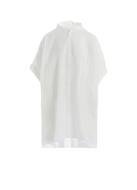 COTTON LAWN ROLLED-UP HALF SLEEVE BLOUSE