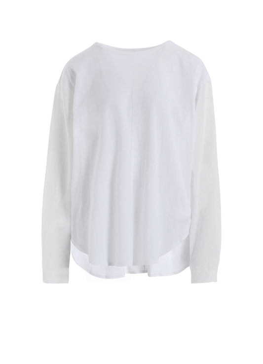 COTTON LAWN CUT&SEWN COMBINATION PULLOVER