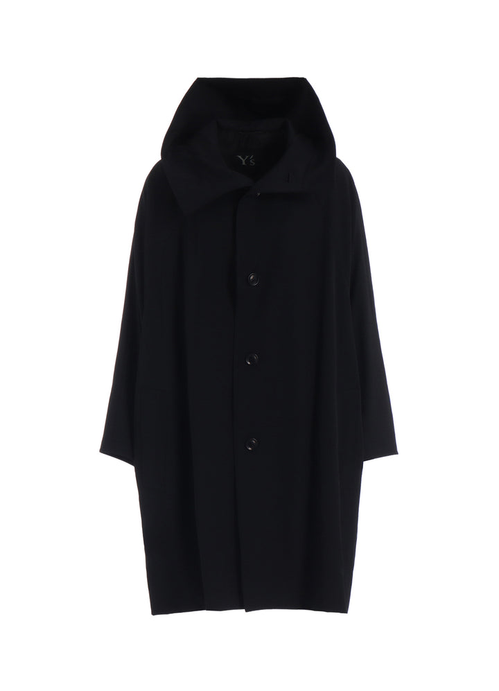 WOOL GABARDINE DOLMAN SLEEVE HOODIE COAT