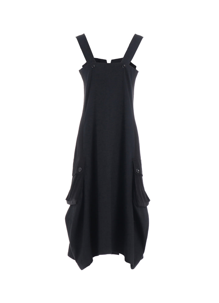 CREPE de CHINE/6oz DENIM WORK DRESS WITH POCKET