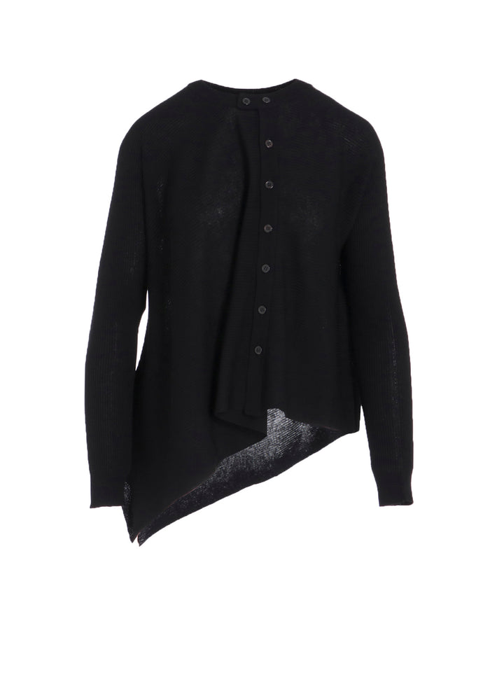 RIBBED ASYMMETERIC CARDIGAN