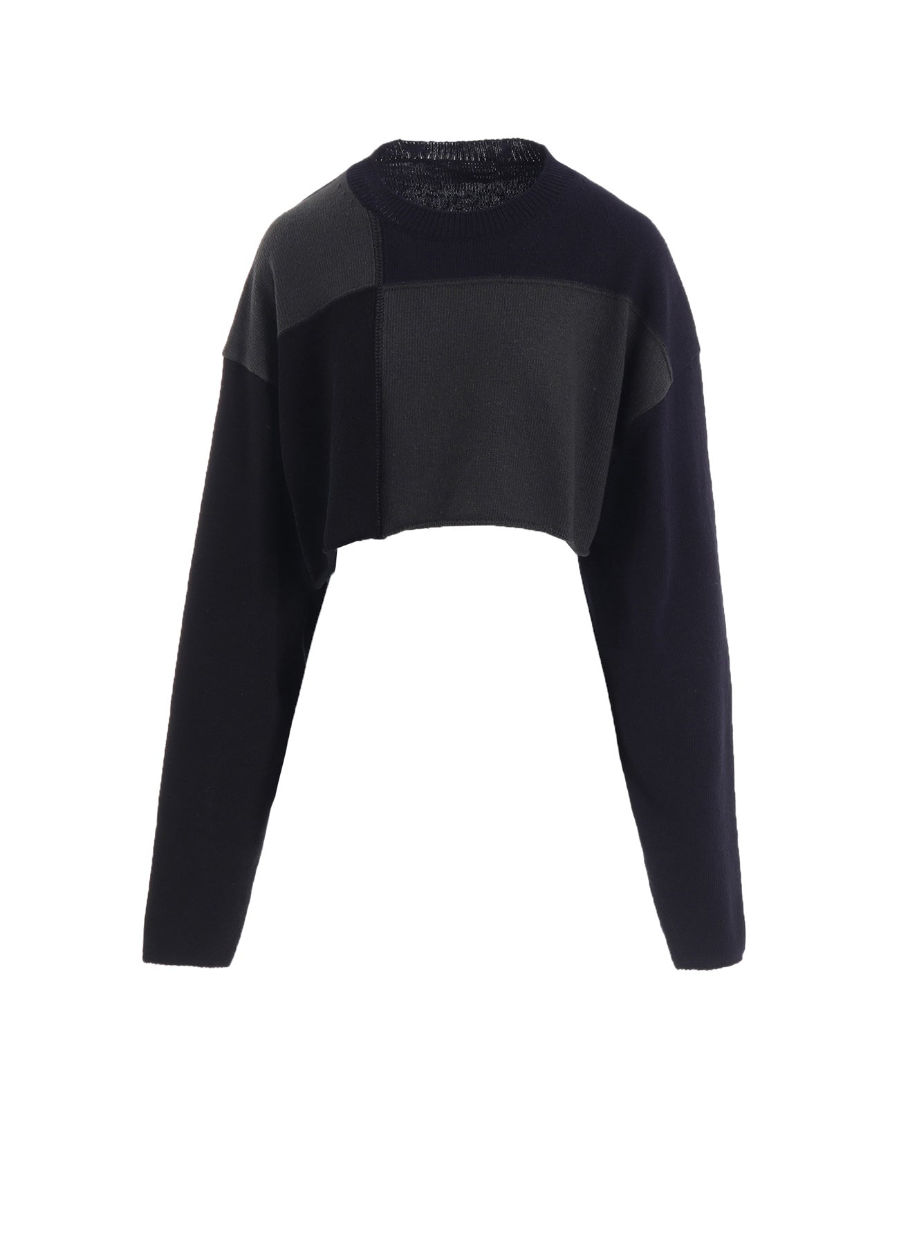 ヨシミヤ HARD-TWISTED BLOCK INTARSIA ROUND NECK SHORT PULLOVER – THE SHOP