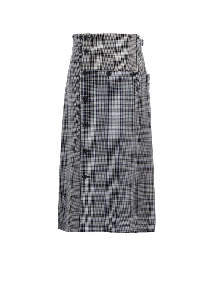 GRID PLAID BUTTON SKIRT