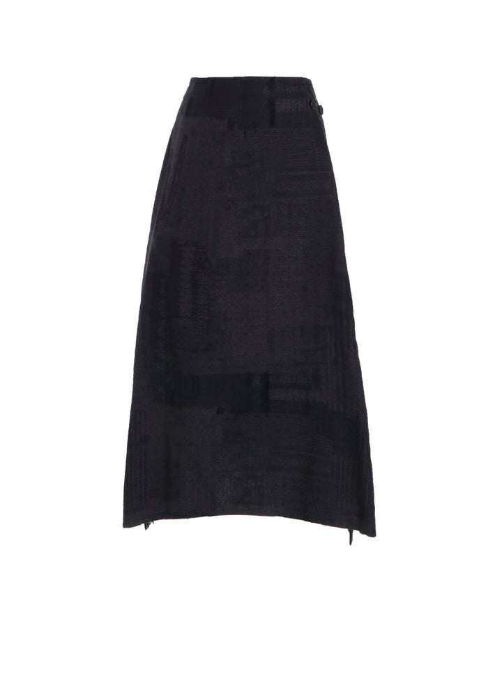 PATCHWORK JACQUARD WRAP-LIKE FLARE SKIRT