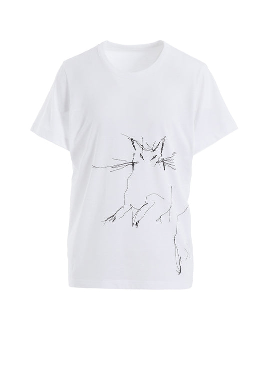 COTTON JERSEY ANIMAL PRINT ROUND NECK HALF SLEEVE T