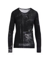 BLURRY FLOWER PRINTTED ROUND NECK LONG SLEEVE T