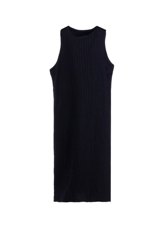 WOOL PINSTRIPE SLEEVELESS DRESS