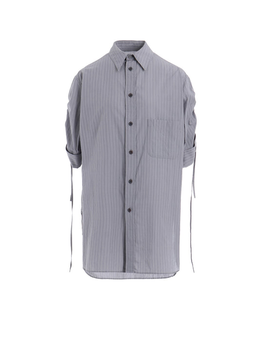 DOBBY STRIPE SHIRRING SLEEVE SHIRT