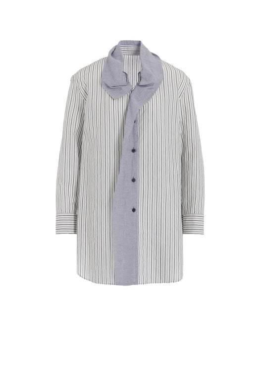 C/CU HARD TWISTED DOBBY STRIPE TIE STYLE SHIRT