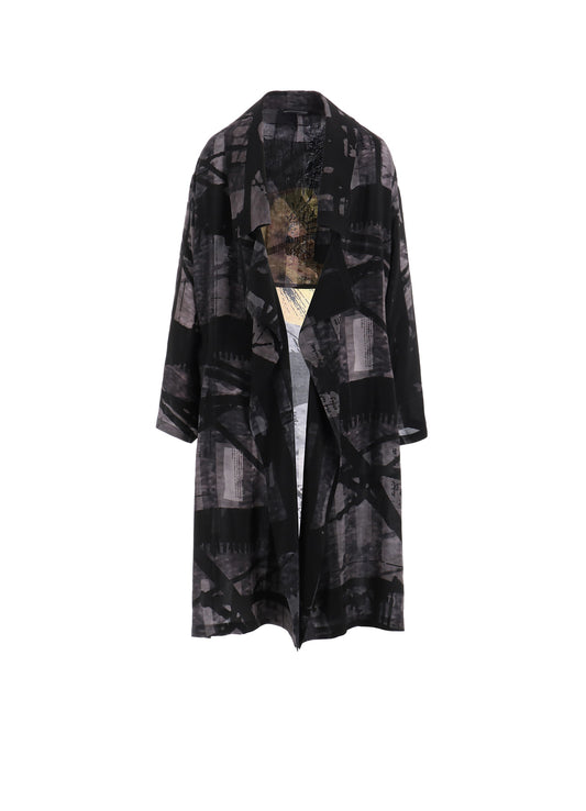 FLOWER&CABLE PRINT BIG COLLAR COAT