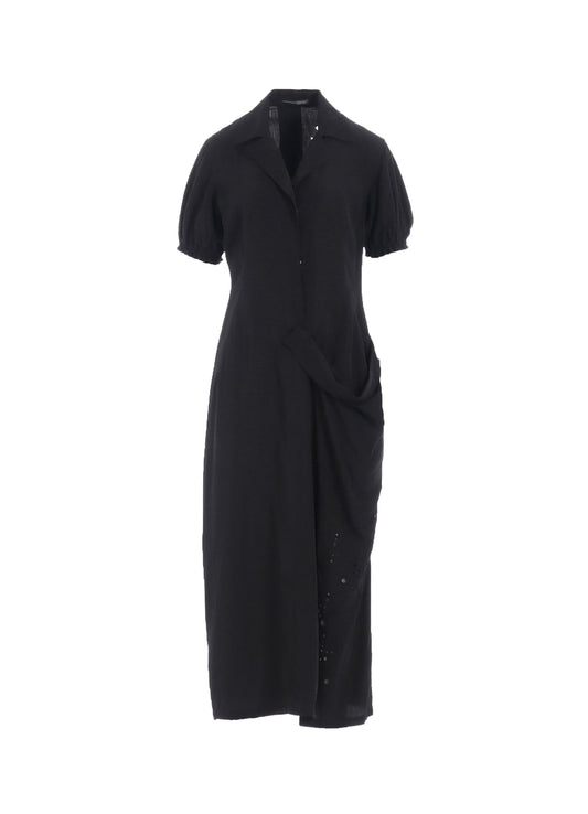 CUPRO/DUNGAREE BALLER LACE LEFT SIDE GATHERED DRESS
