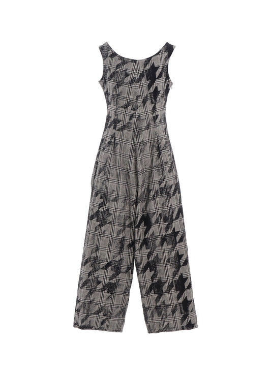 COTTON/LINEN PLAID×BIG HOUNDSTOOTH OVERALLS