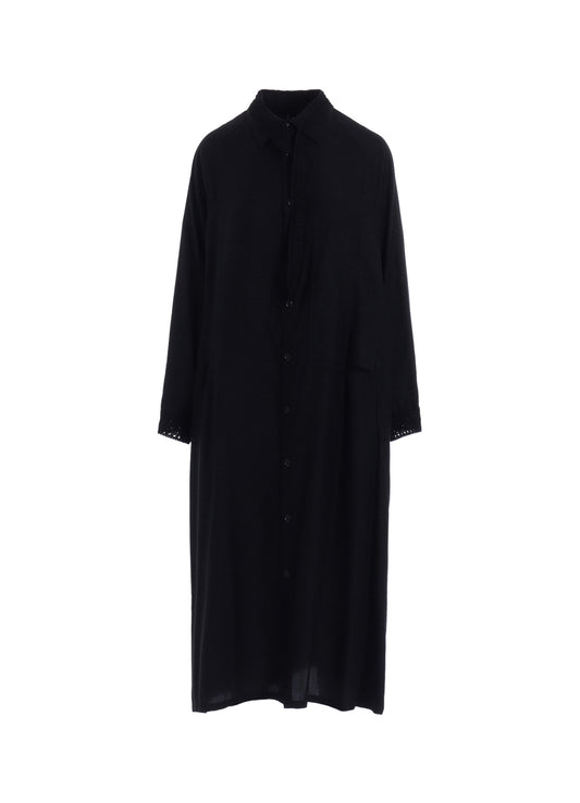 CUPRO DUNGAREE TWILL CROCHET COMBINATION SHRT DRESS