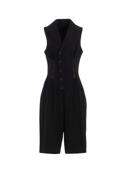 COTTON LINEN DUMP ZIP TUCKED JUMP SUIT