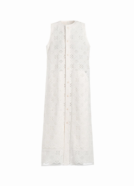 COTTON LACE FRONT OPEN DRESS