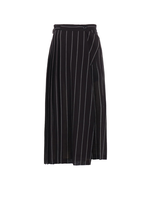 WASHER STRIPE PLEATED WRAP SKIRT