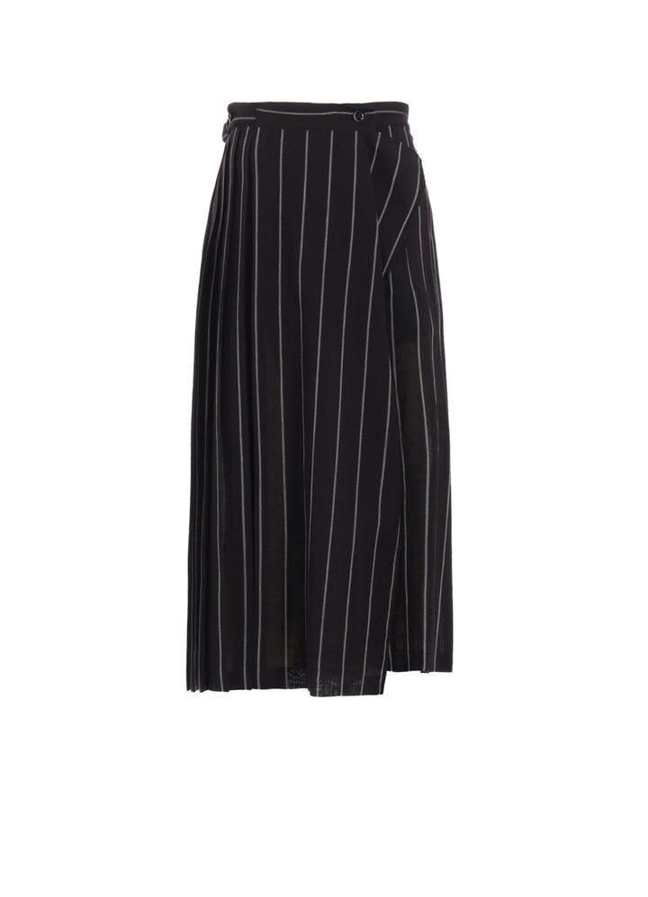 WASHER STRIPE PLEATED WRAP SKIRT