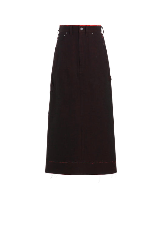 BACK RED BLACK DENIM SKIRT
