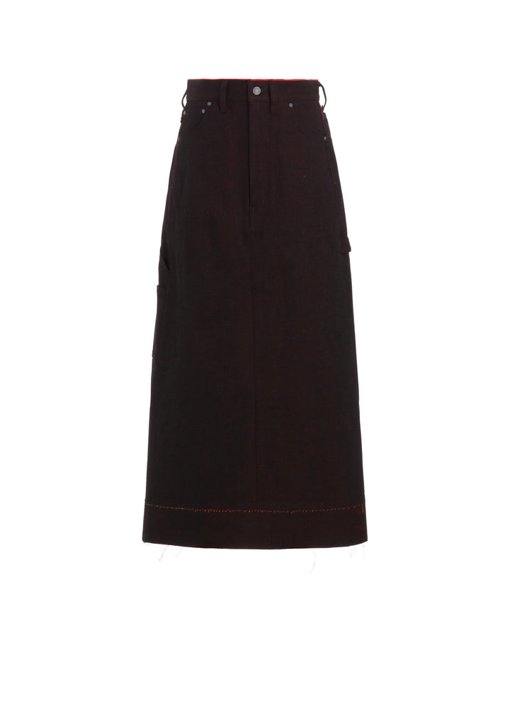 BACK RED BLACK DENIM SKIRT