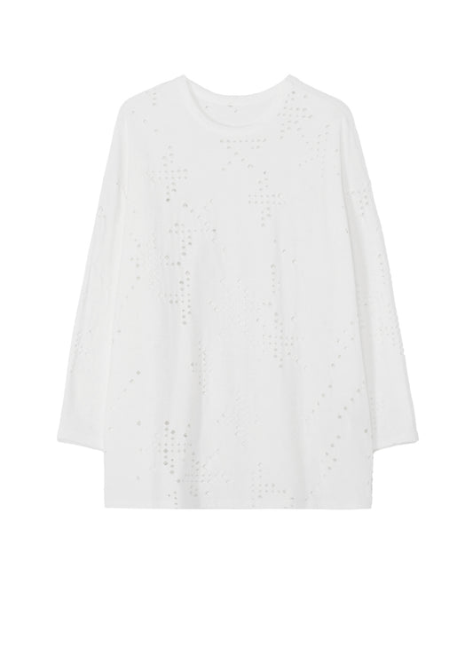 COTTON JERSEY HOLE DESIGN LONG SLEEVE BIG T