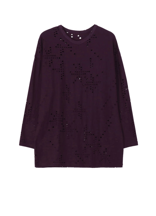COTTON JERSEY HOLE DESIGN LONG SLEEVE BIG T