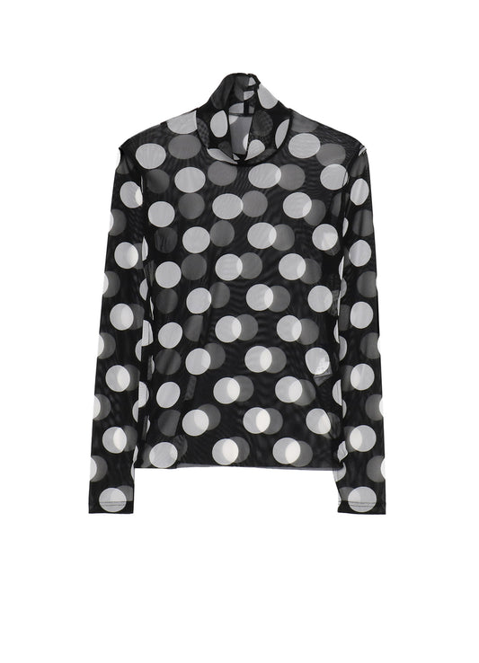 POLKA DOTS TULLE HIGH NECK T