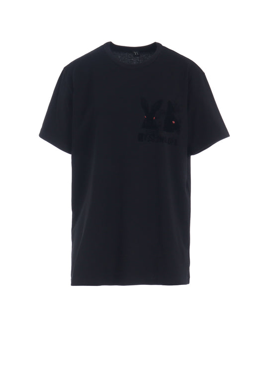 ANIMAL FLOCKED PRINT ROUND NECK SHORT SLEEVE T (RABBIT)