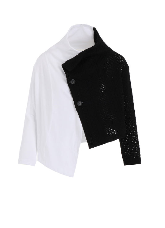COTTON JERSEY/LACE OFF NECK 3BUTTON JACKET