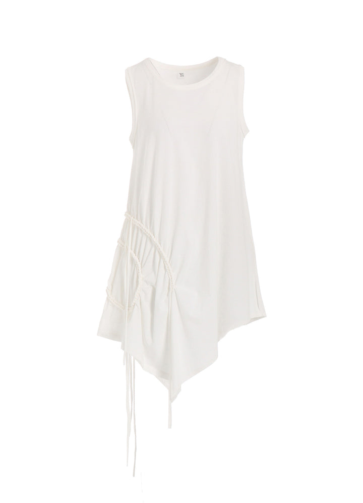COTTON JERSEY CHAIN STITCH SLEEVELESS T