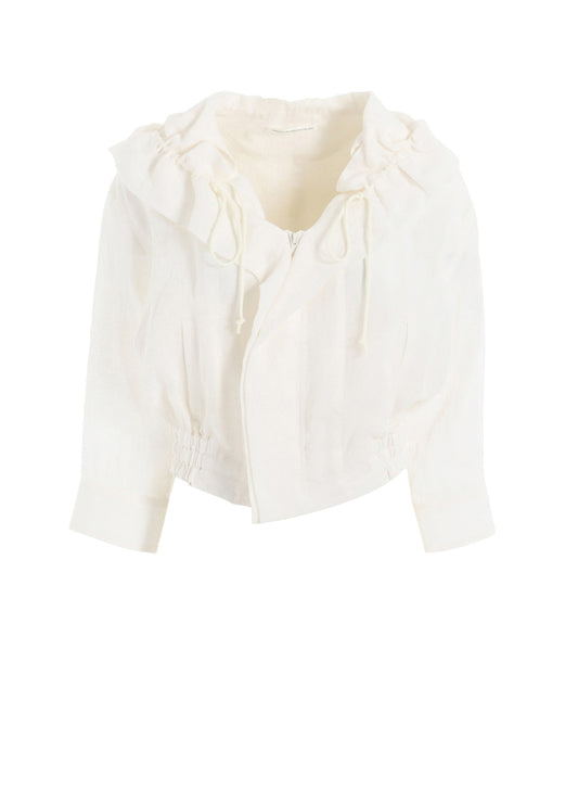 LINEN UNTWISTED LAWN GATHERED BLOUSON