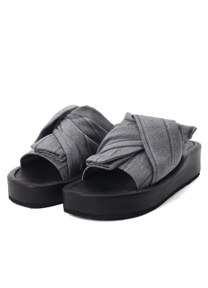 RAYON STRIPE/LEATHER COMBI SOLE SANDALS