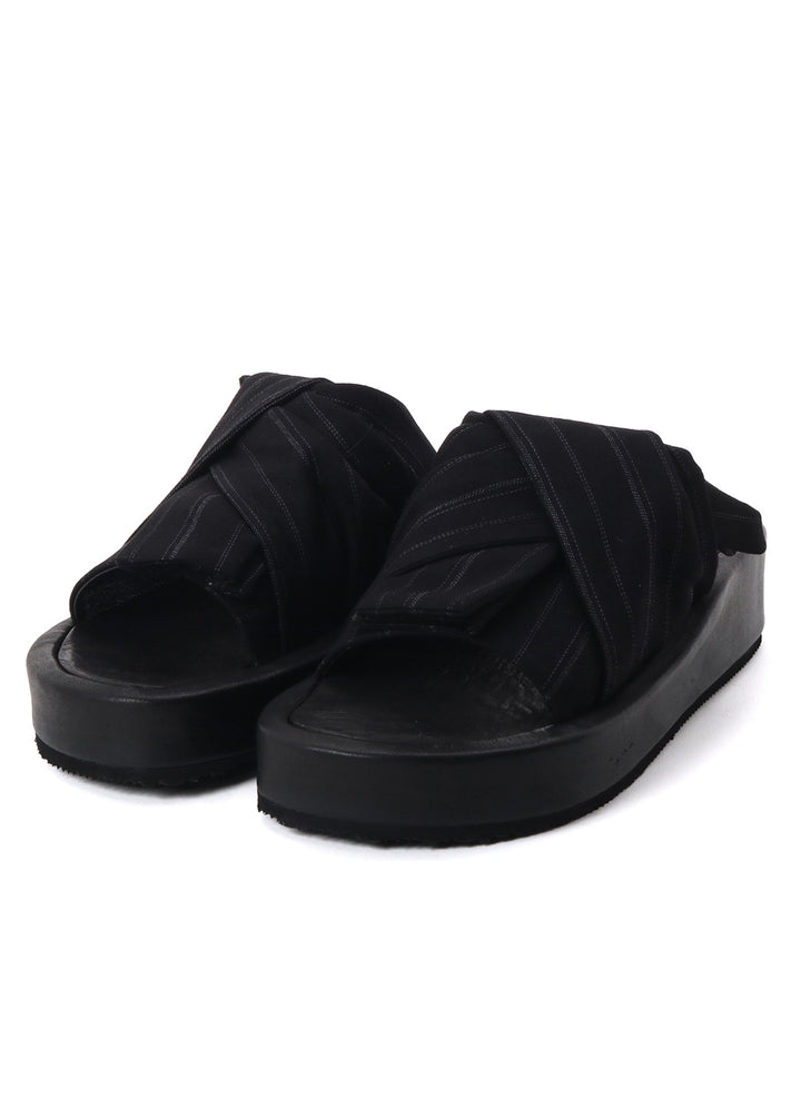 RAYON STRIPE/LEATHER COMBI SOLE SANDALS