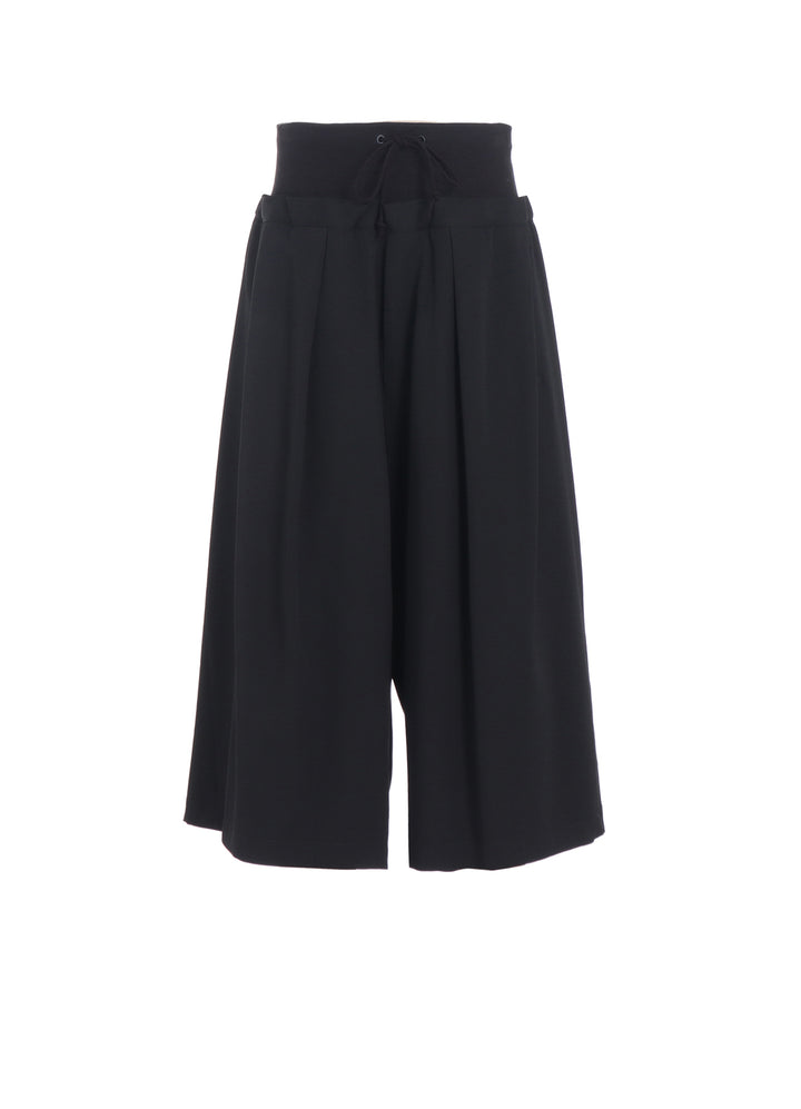 WOOL GABARDINE RIB WAIST WIDE PANTS