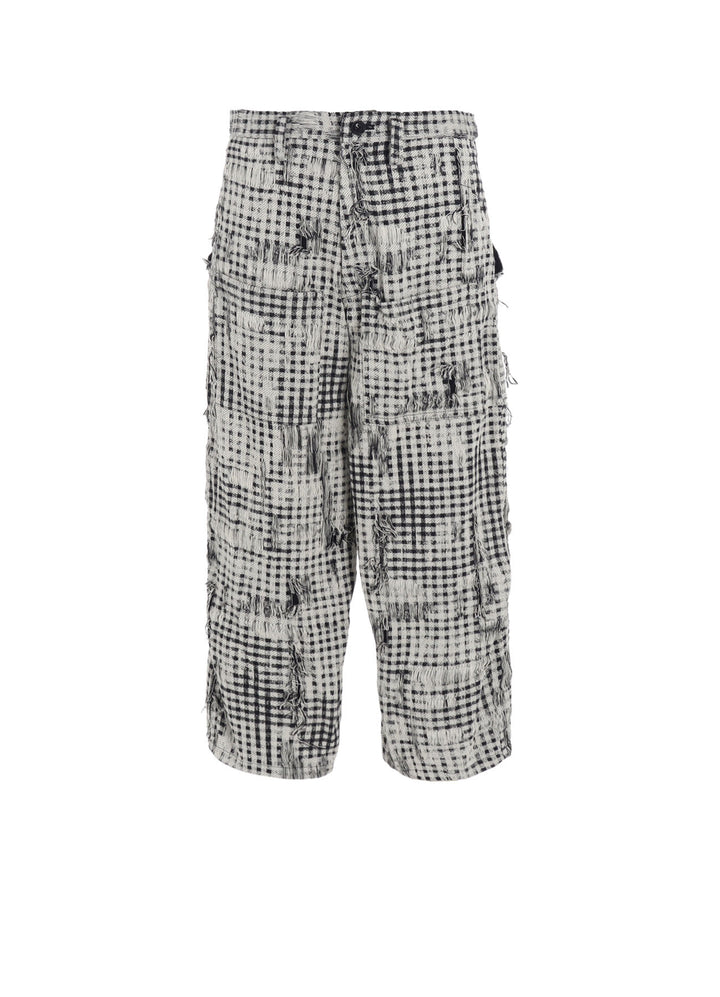 DAMAGED GINGHAM JACQUARD PANTS