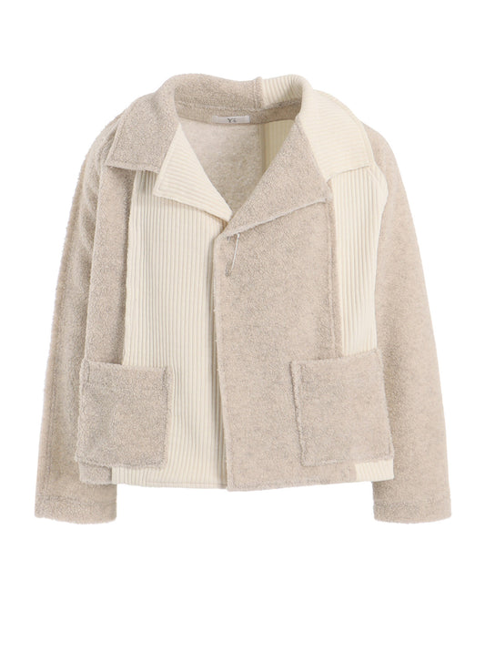 WOOL BLEND PILE COAT WITH PIN