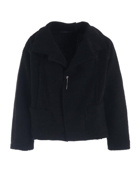 WOOL BLEND PILE COAT WITH PIN