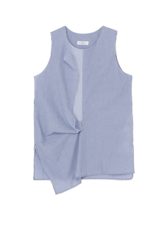 COTTON STRIPE FRONT DRAPE BLOUSE