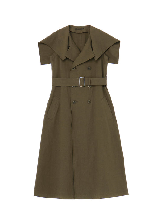 COTTON FLAX POPLIN SAILOR COLLAR COAT