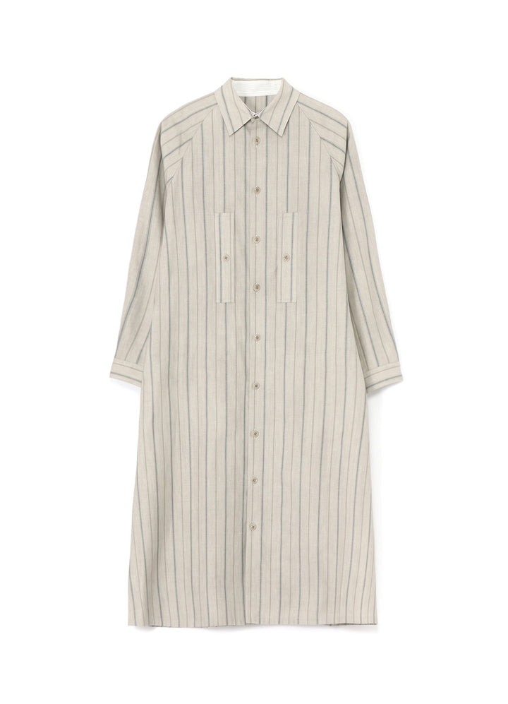 COTTON STRIPE INK DYED CHEST POCKET DRESS