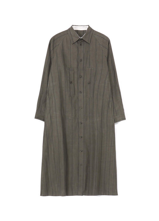 COTTON STRIPE INK DYED CHEST POCKET DRESS