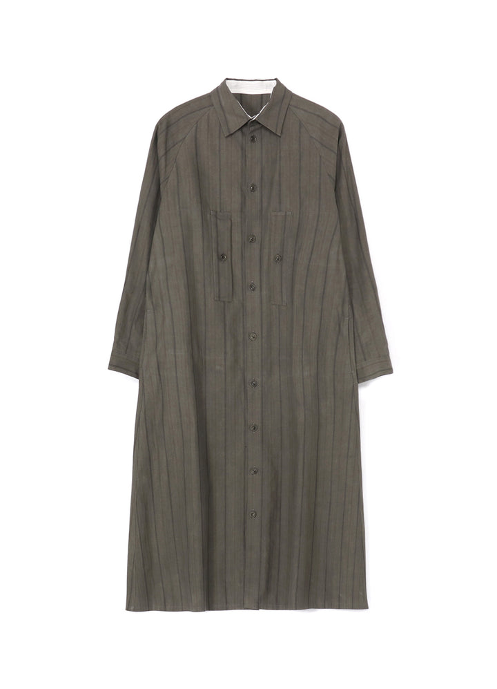 COTTON STRIPE INK DYED CHEST POCKET DRESS