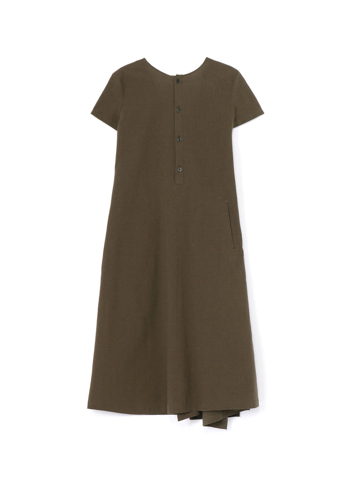 COTTON FLAX POPLIN BACK TIE DRESS