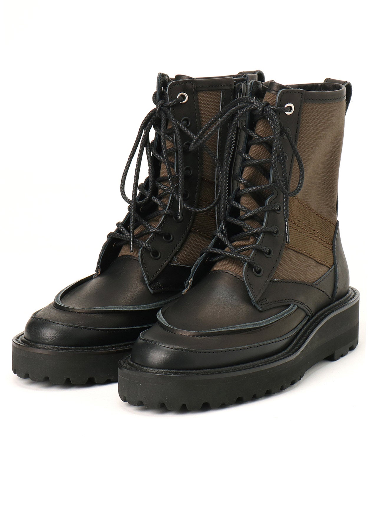 COTTON DUCK/LEATHER COMBINATION MILITARY BOOTS – THE SHOP YOHJI