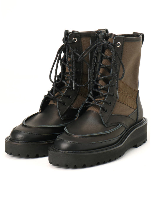 COTTON DUCK/LEATHER COMBINATION MILITARY BOOTS