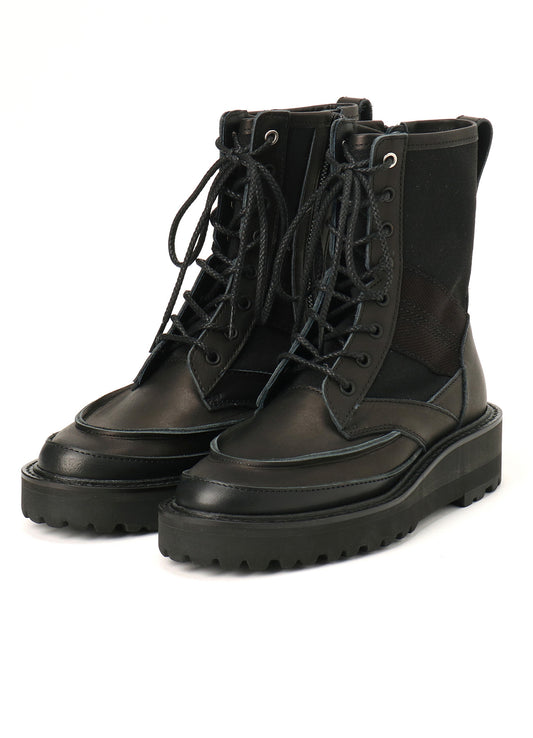 COTTON DUCK/LEATHER COMBINATION MILITARY BOOTS