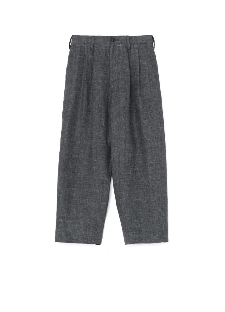 LINEN TWEED PLEATS TAPERED PANTS
