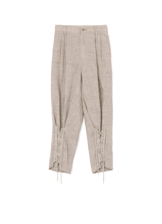 LINEN TWEED LACE UP HEM PANTS
