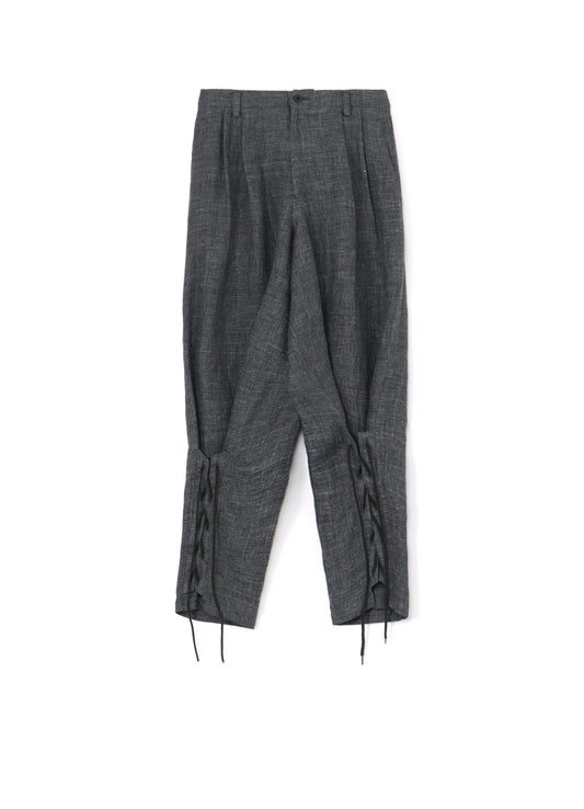 LINEN TWEED LACE UP HEM PANTS